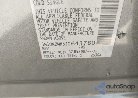 2018 Nissan Pathfinder S из США, поврежденный, VIN 5N1DR2MM5JC643780